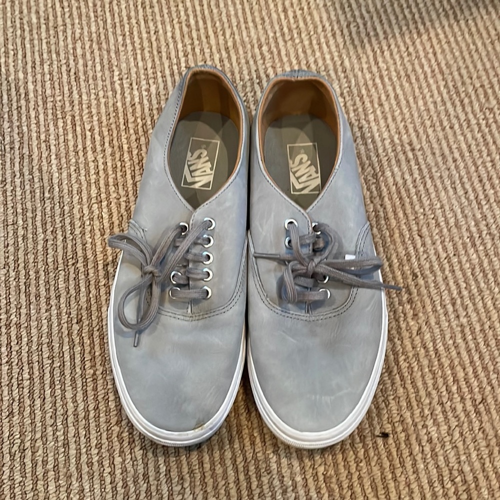 Gray leather vans